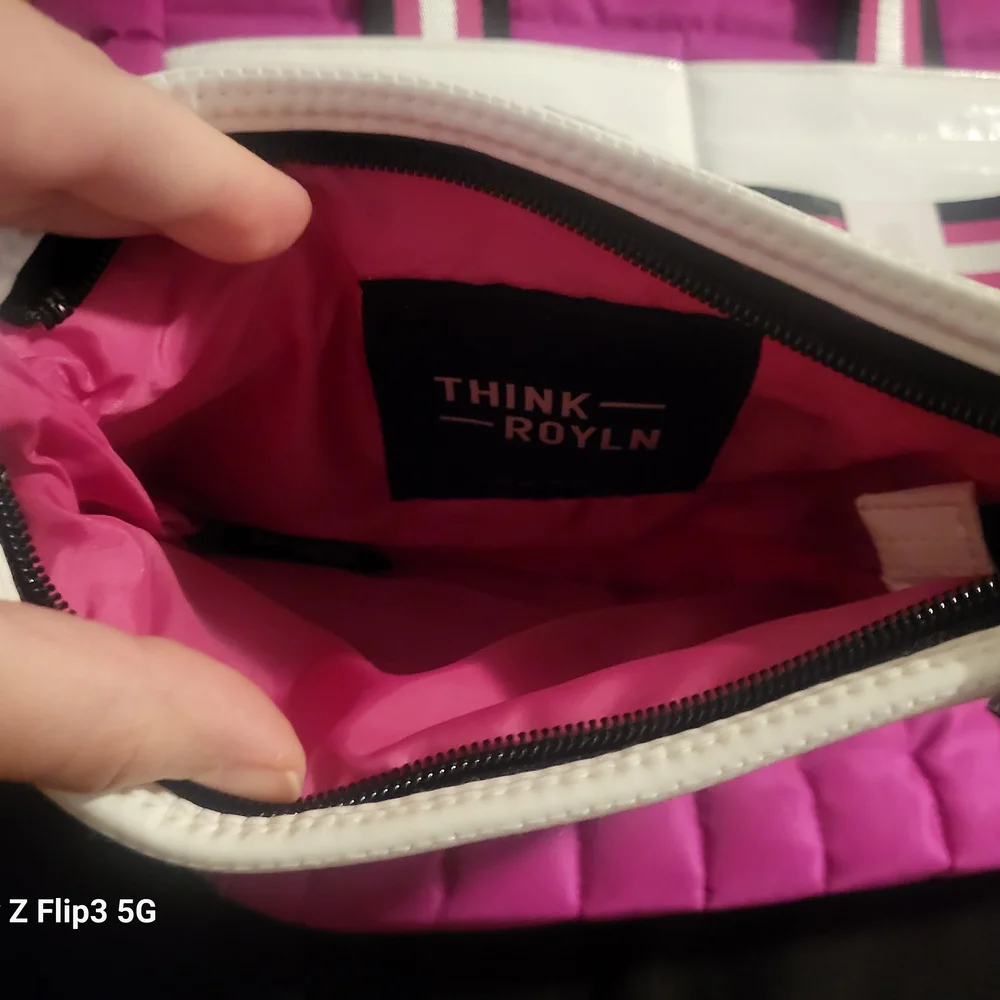 THINK ROYLN Pink, White, and Black Quilted Tote - Picture 5 of 5